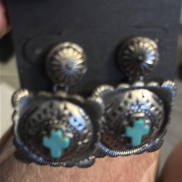 Paparazzi Silver and Blue Earrings with Intricate Designs - Picture 8 of 8